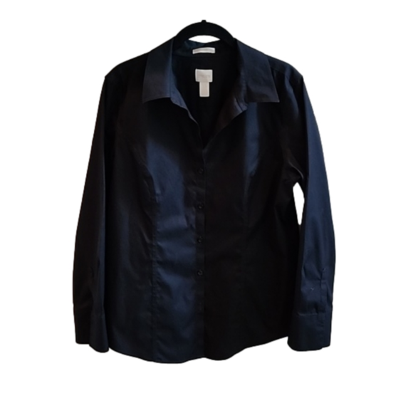 Chico's Tops - Oversized black button down shirt with long sleeves, Chico's, size 1.5 (8-10)